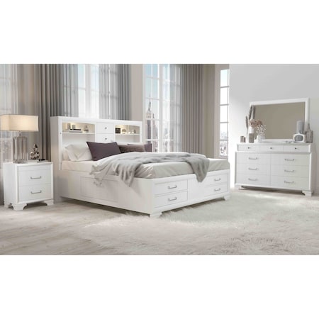 Global Furniture Usa Transitional Glam  Jordyn White Queen Bed Group 2850